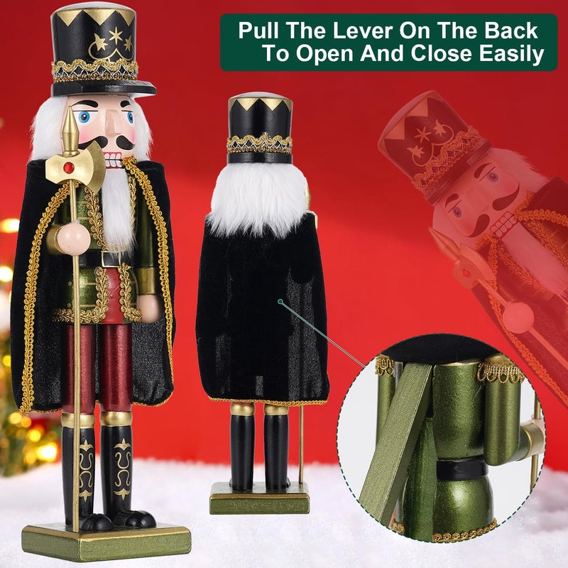 Tpudn Store 2 Pcs Wooden Christmas Decorations Nutcracker Soldier, 38CM Traditional Painted Nutcracker Figures,Festive Collectible Christmas Ornament Gift for Family Friends - Image 4